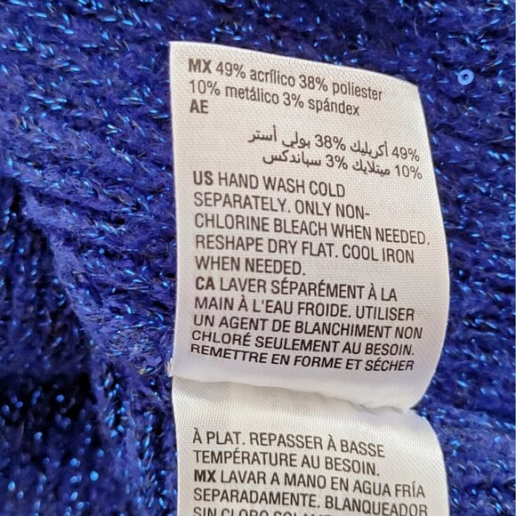 INC International Concepts Women’s Sweater Size XL Blue Sparkly V-Neck Pullover - Picture 6 of 7